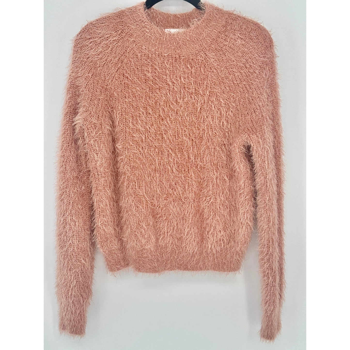 Pink Rose Eyelash Crewneck Pullover Sweater Size M