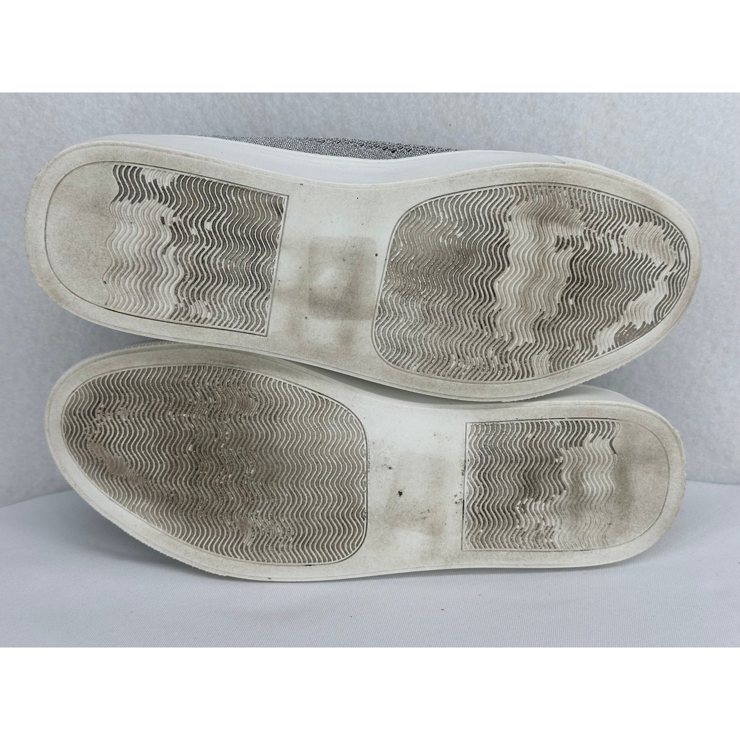 Steve Madden Freeda Stretch Knit Metallic Silver Slip On Sneakers 8.5