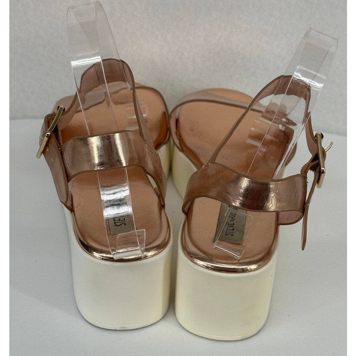 Steve Madden Delight Blush Metallic Shiny Platform Sandals 7.5M
