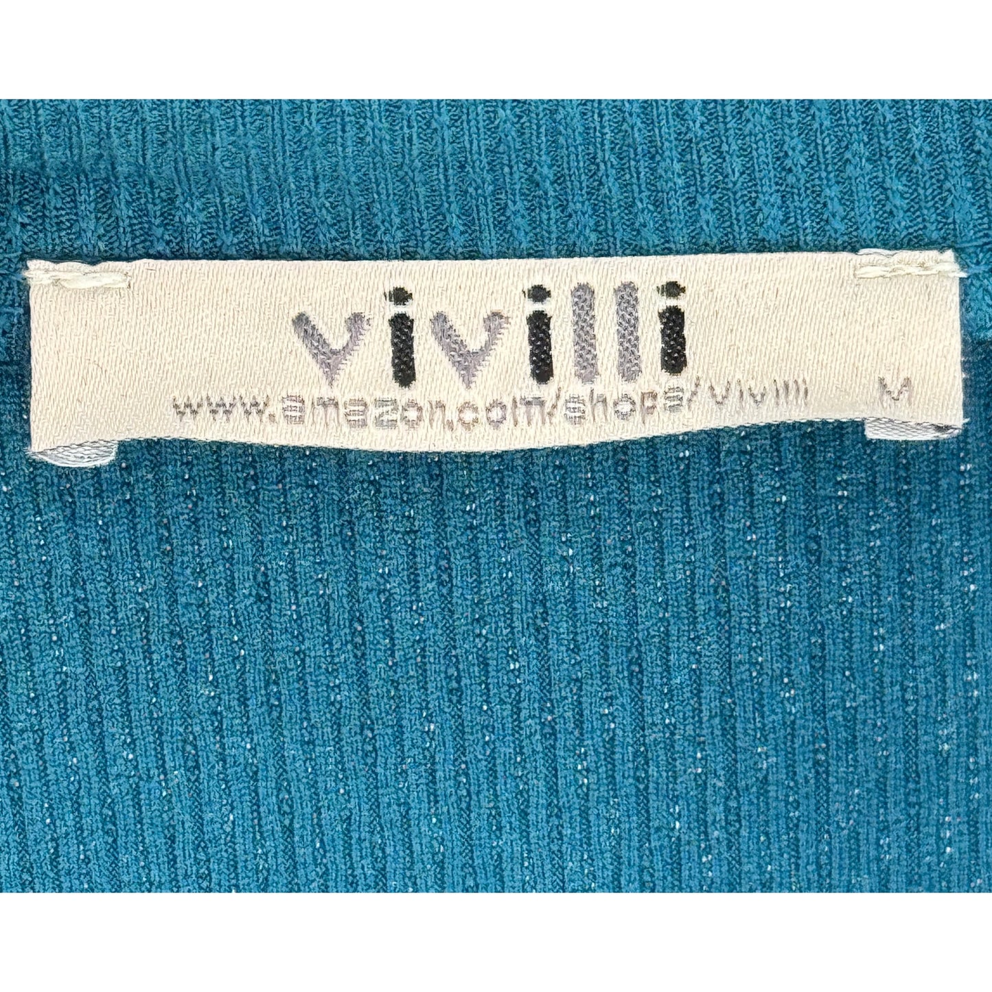 Vivilli Half Zip Top Teal Three Quarter Sleeve Casual Size M
