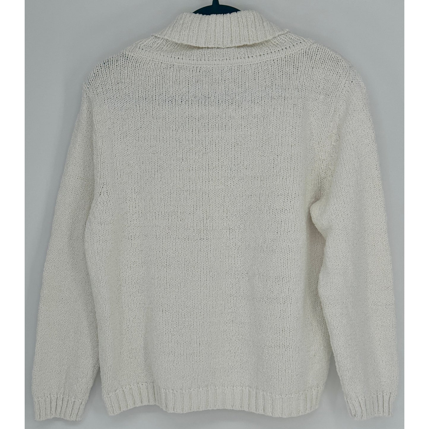 Liz Claiborne Lizwear Jeans White Cotton Chunky Knit Turtleneck Sweater Size Petite M