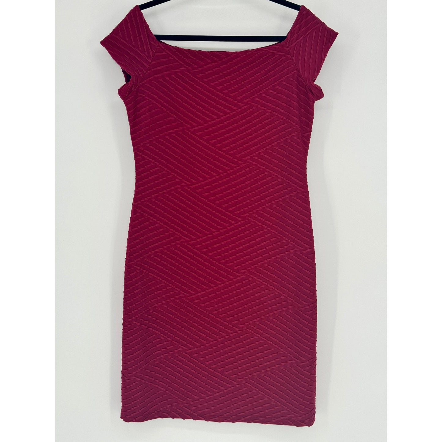Burgundy Semi Formal Party Cap Sleeve Holiday Dress Size L