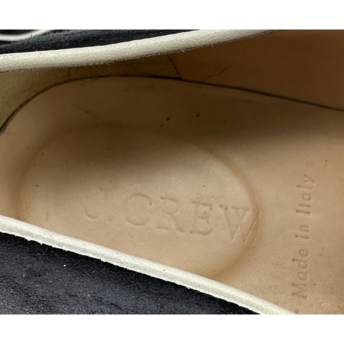 J Crew Piped Mercer Black Suede Loafers B7952 Size 9 1/2