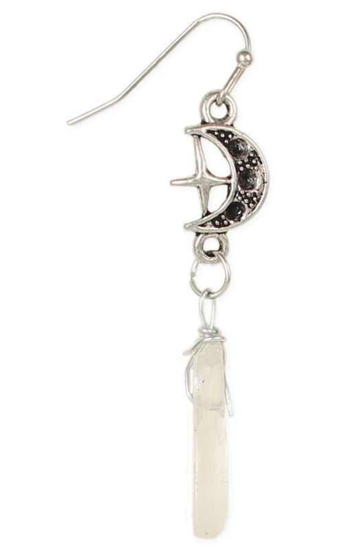 Crystal Moon Silver Celestial Earrings