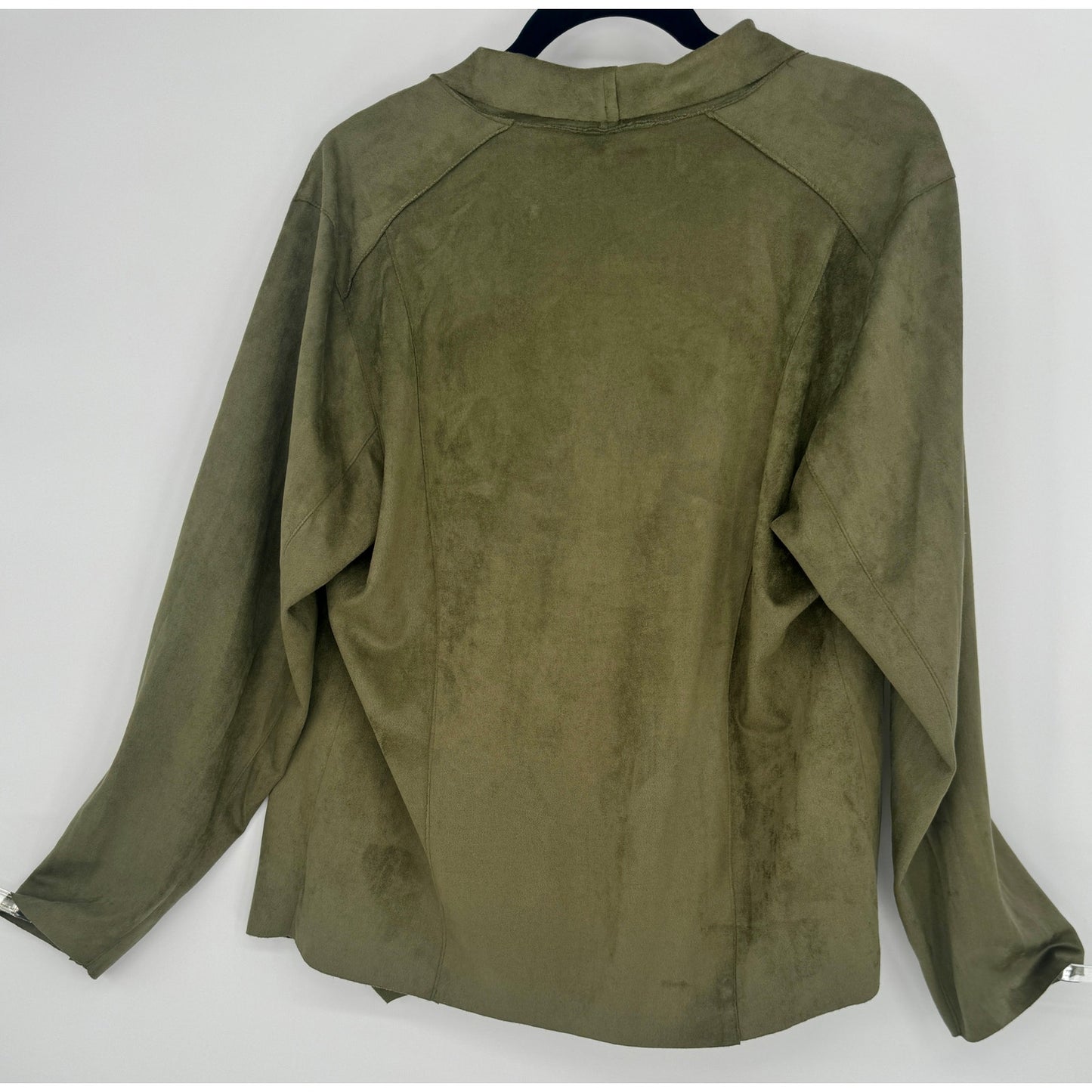 NWT Kori America Womens Faux Suede Asymmetric Full Zip Jacket w/ Pockets Size L