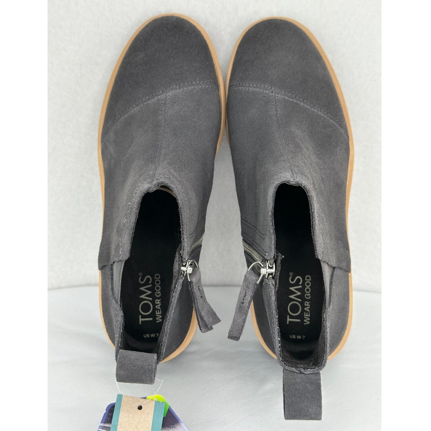 Toms NWT Women Maude Forged Iron Suede Side Zip Ankle Boots 7