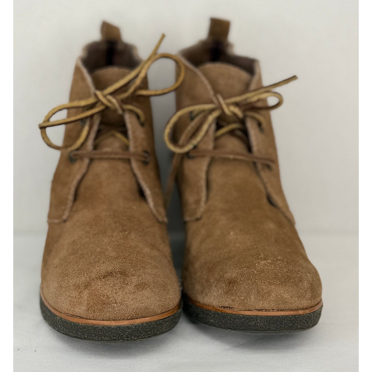 Sperry Top Sider Tan Suede Lace Up Wedge Leather Suede Ankle Boots 8M