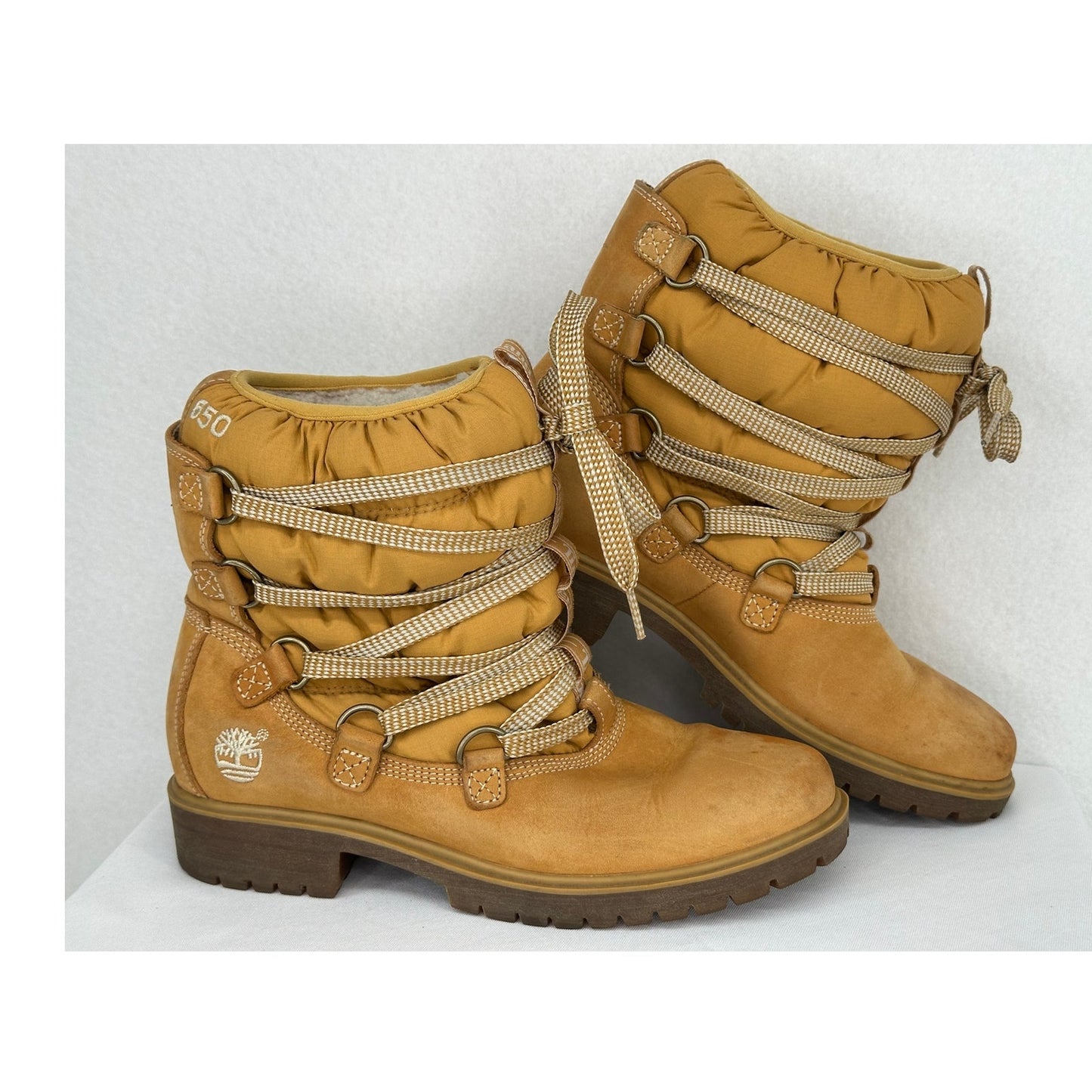 Timberland 650 Insulated Sherpa Lined Nubuck Leather Puff Lace Up Hiking Boots 7