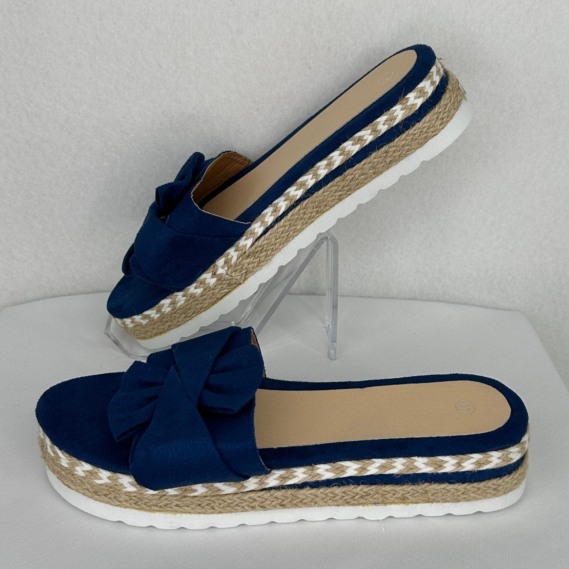 Blue Espadrille Slide Sandals NWOT Size 41 US Size 9