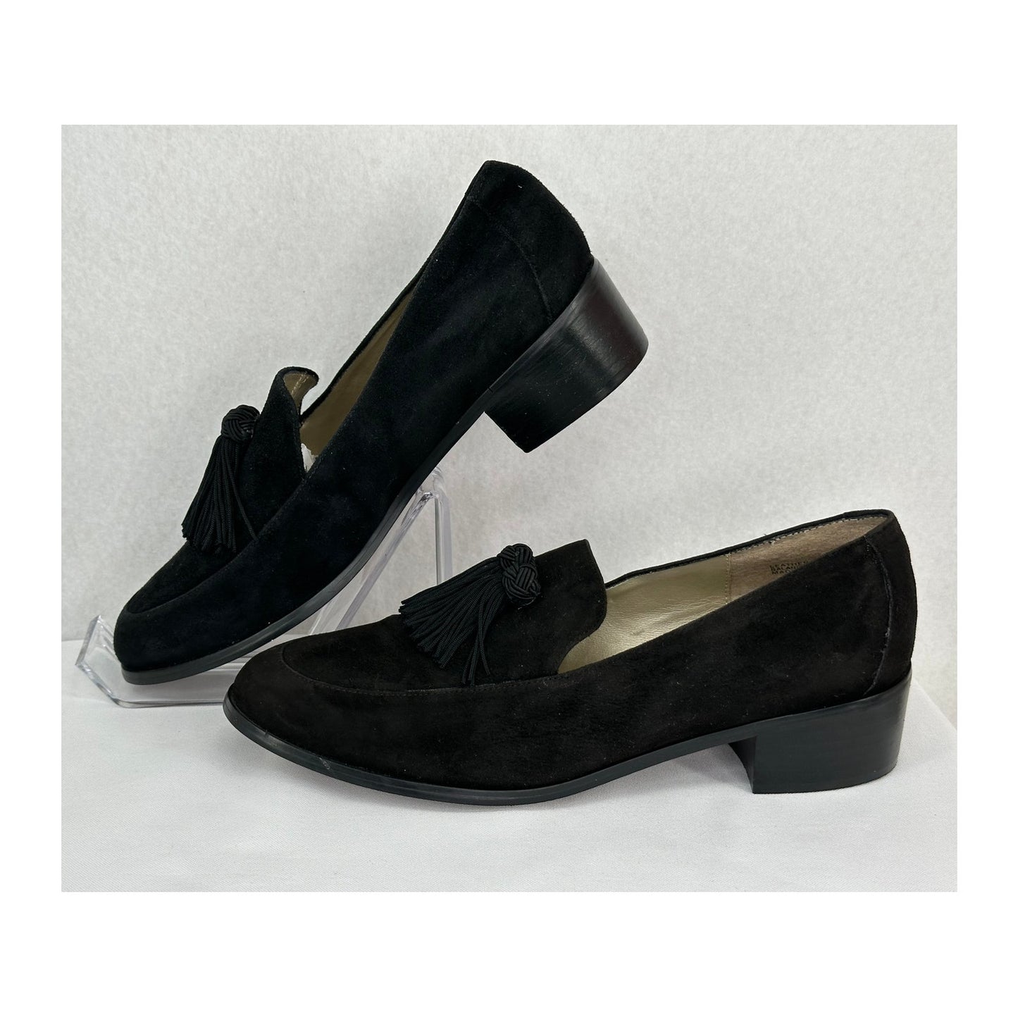 Jones New York Sport NY Queen Black Slip On Velvet Loafers with Tassels 8M