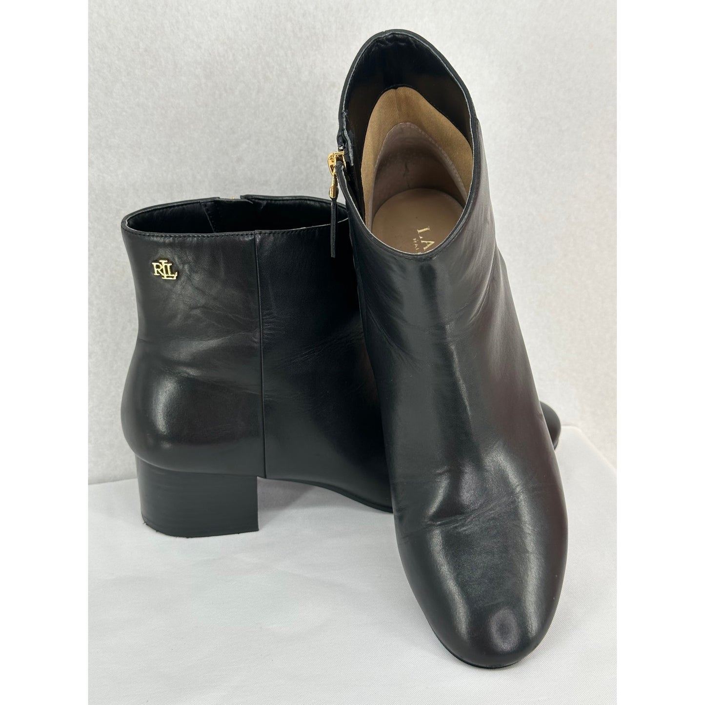 Lauren Ralph Lauren Welford II Booties Black Leather Classic Old Money 10B