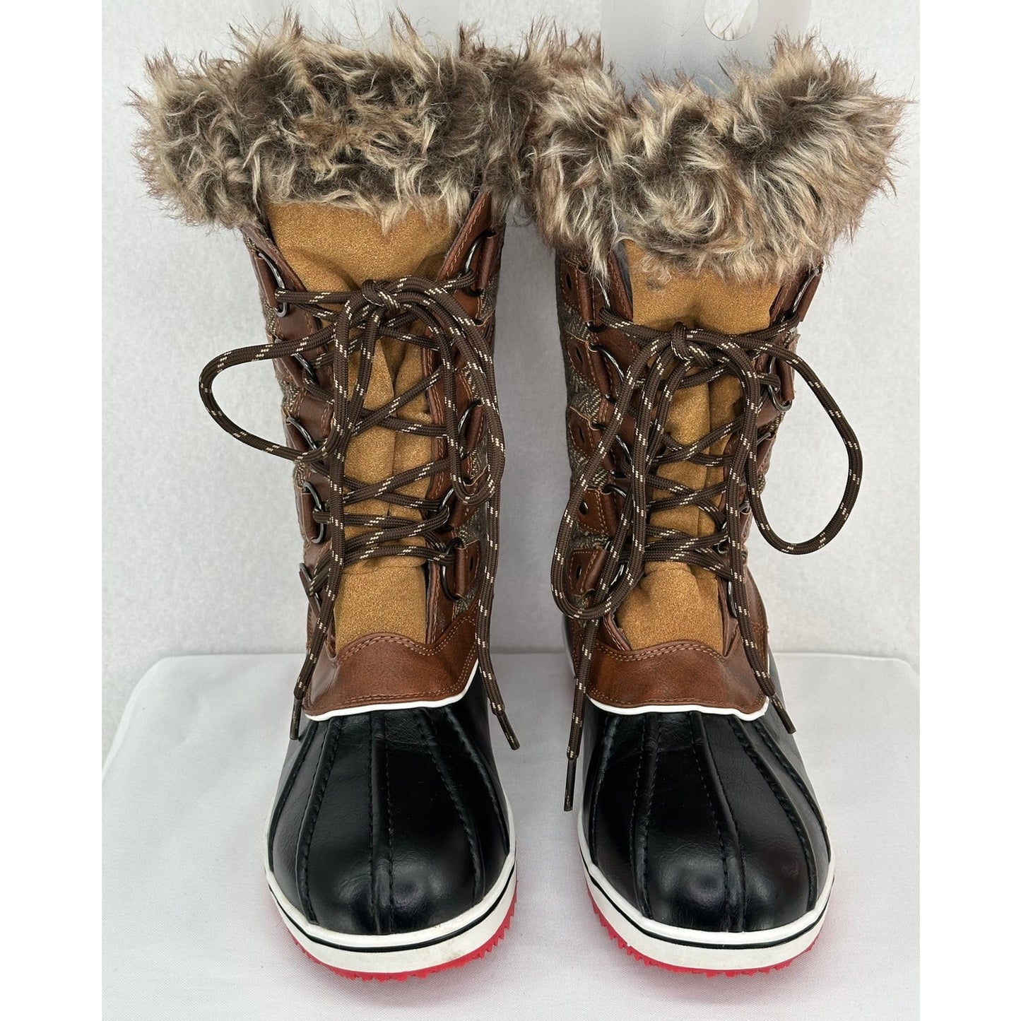 Dream Pairs Brown Mid Calf Fur Snow 3M Thinsulate Water Resistant Boots 9