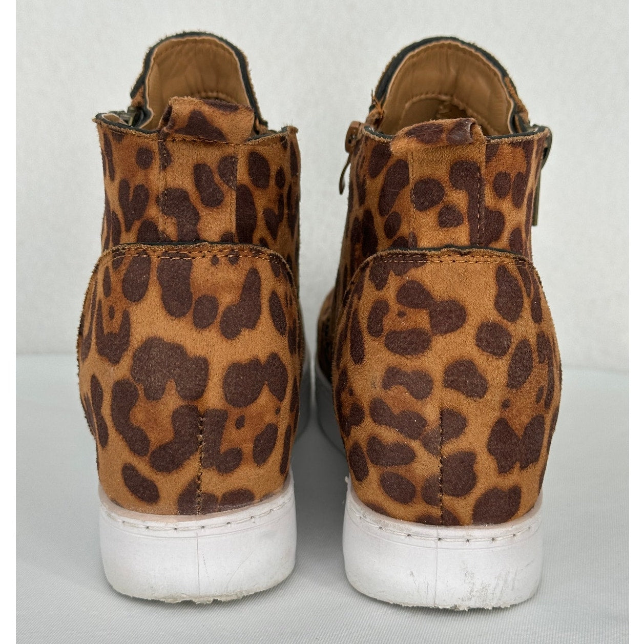 Bamboo Rise Leopard Print Sneaker Wedge Women's Fashion Suede Ankle Boots 8.5