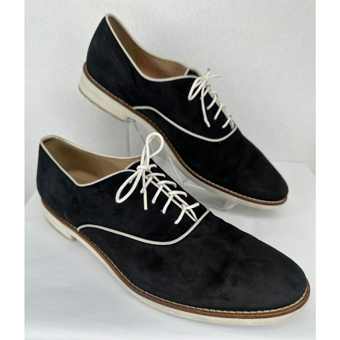 J Crew Piped Mercer Black Suede Loafers B7952 Size 9 1/2