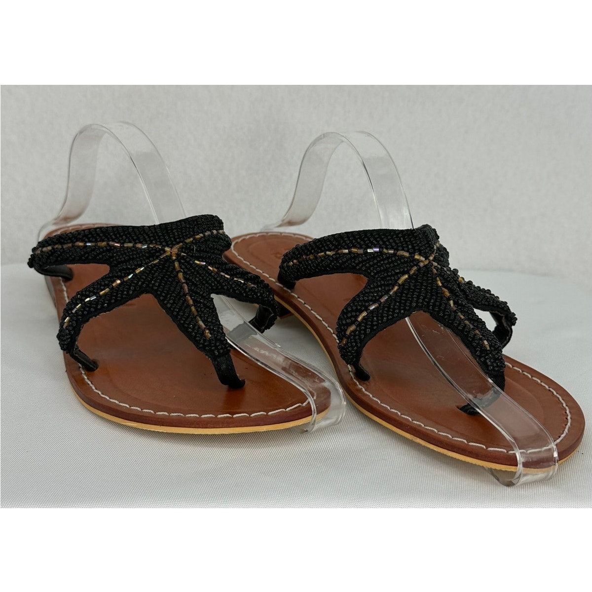 Kristens Kloset Beaded Starfish Thong Slide Beach Vacation Sandals Black 9