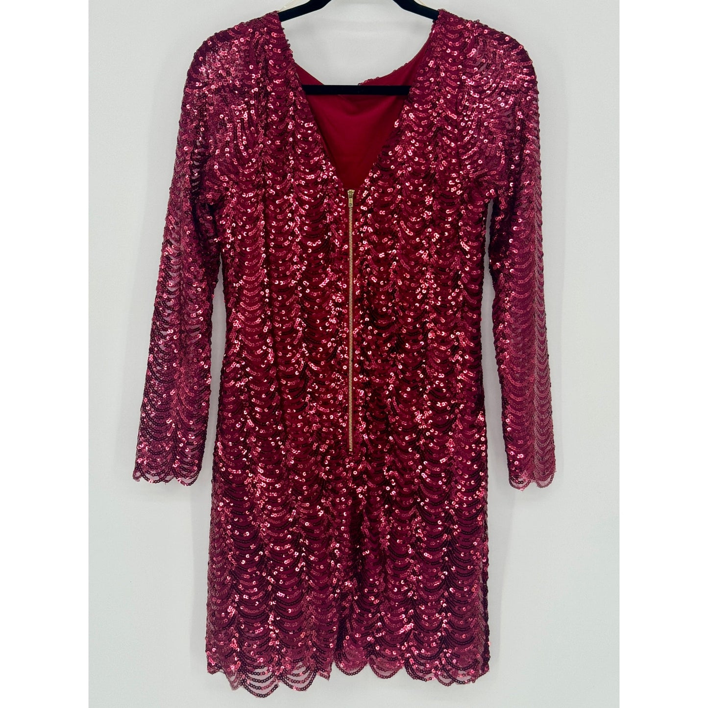 Charlotte Russe Long Sleeve Red Burgundy Sequin Party Holiday Dress Size M