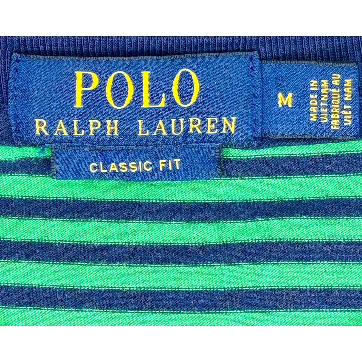 POLO Ralph Lauren Green Blue Striped Classic Fit Short Sleeve T Shirt M