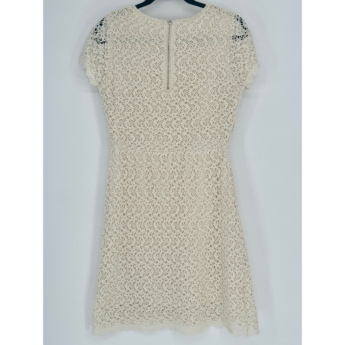 SUITEBLANCO Cream Eyelet Crochet Overlay Cotton Dress Size XL