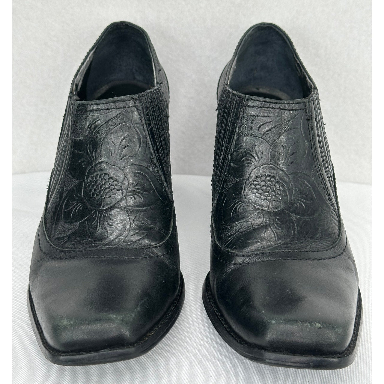 Antonio Melani Leather Square Toe Western Ankle Boots 8M