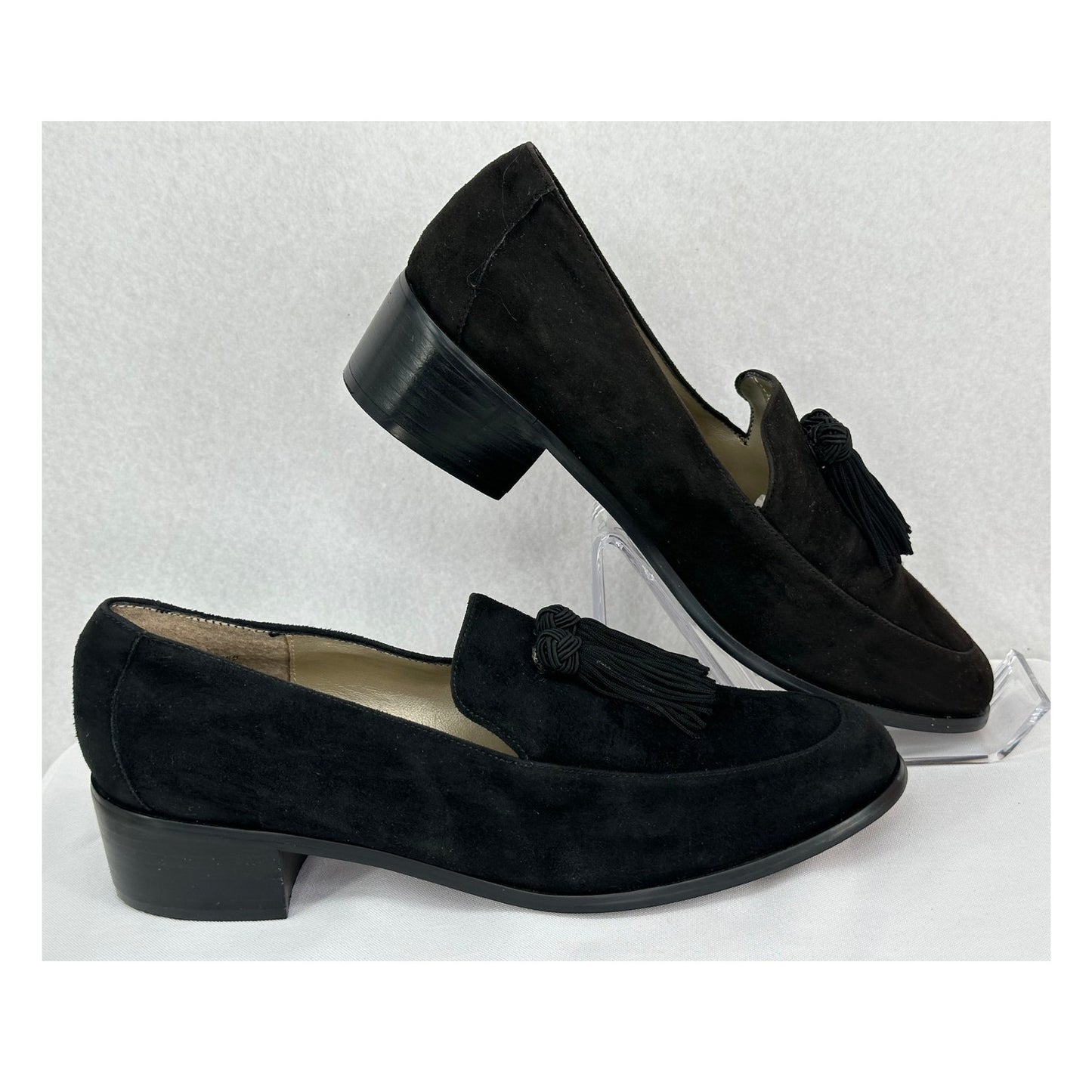 Jones New York Sport NY Queen Black Slip On Velvet Loafers with Tassels 8M