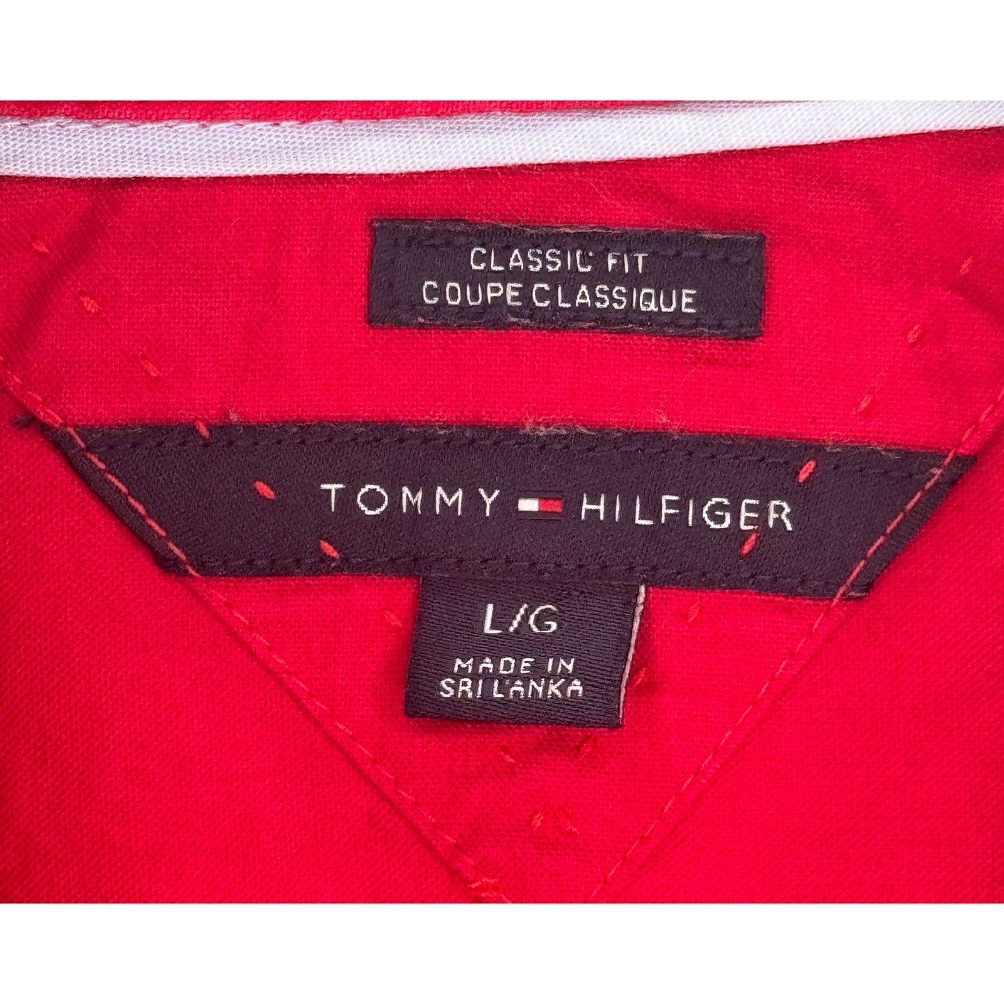 Tommy Hilfiger Red Button Classic Fit Long Sleeve Large Shirt