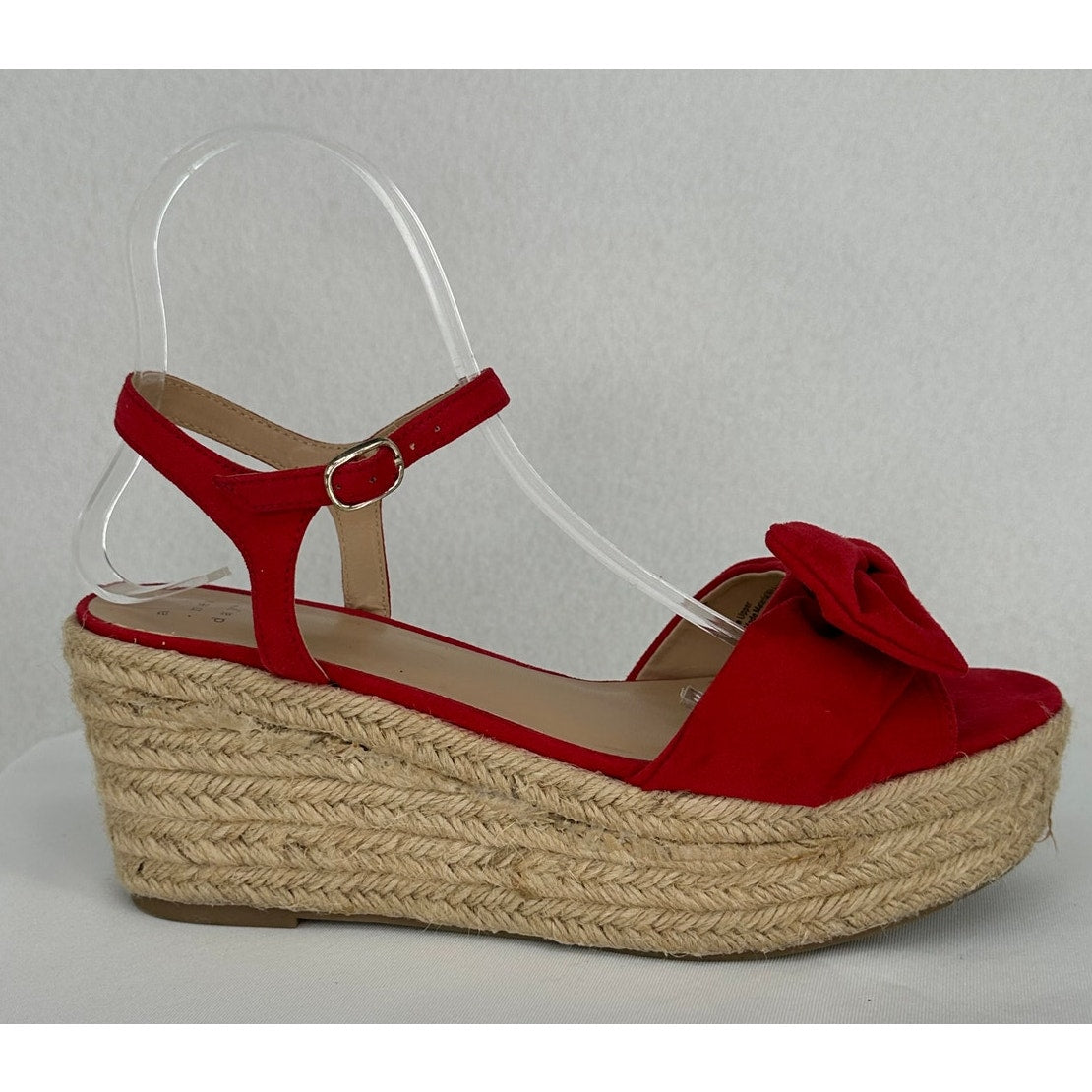 A New Day Red Bow Suede Platform Espadrille Summer Vacation Sandals 8 1/2