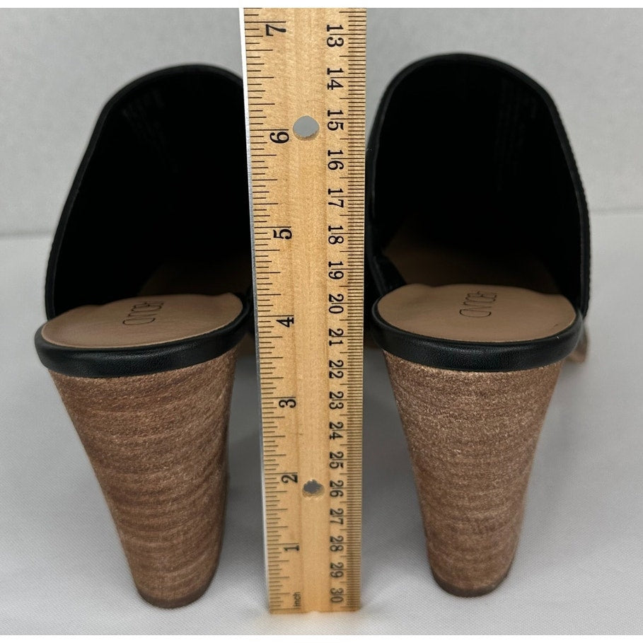 Abound Maya Black Block Heel Pointed Toe Mule Slip On Faux Leather 9M