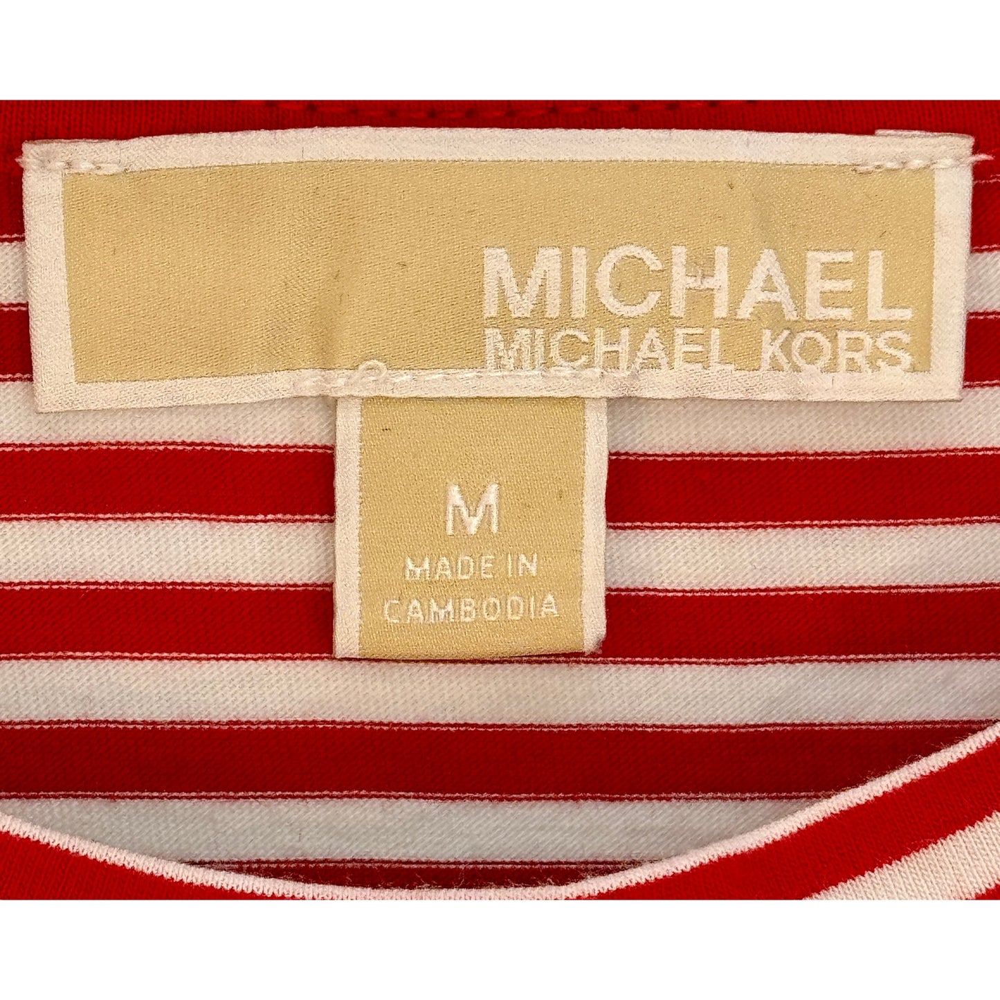 MICHAEL Michael Kors Womens M Red White Stripe Sleeveless Top- T-Shirt Nautical
