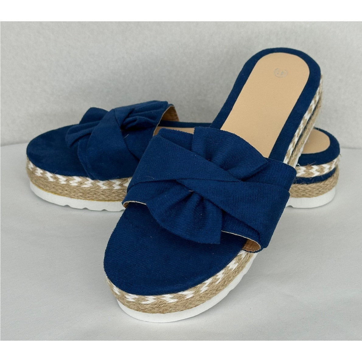 Blue Espadrille Slide Sandals NWOT Size 41 US Size 9