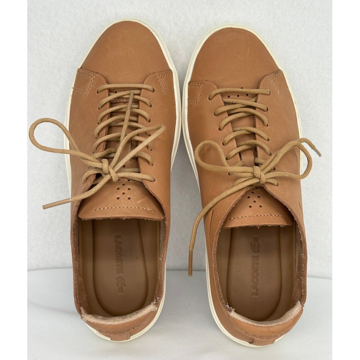 Lacoste L.12.12 118 Unlined Camel Brown Leather Casual Sneakers 7