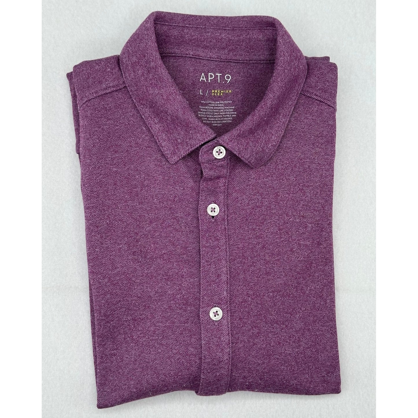 Apt 9 Premier Flex Raspberry Button Polo Short Sleeve Shirt L