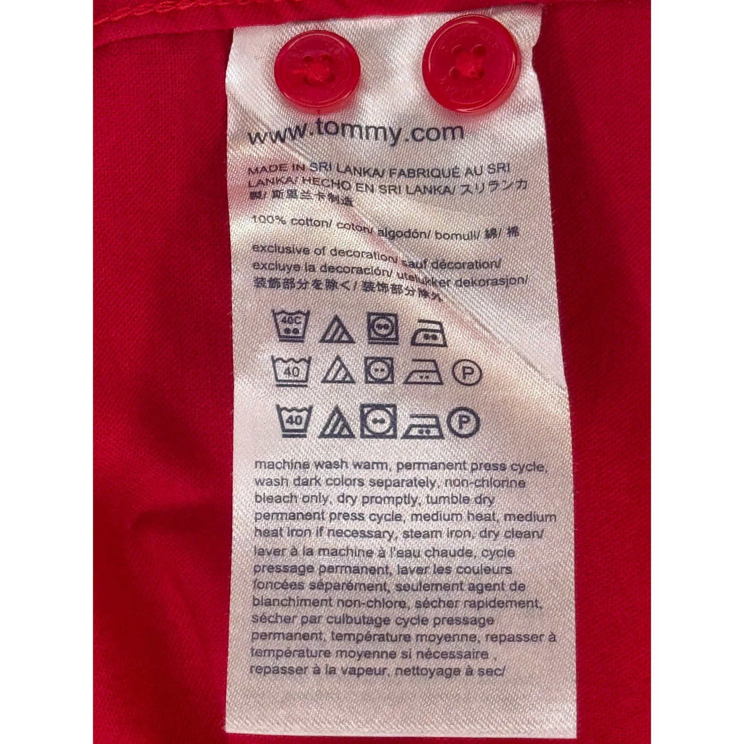 Tommy Hilfiger Red Button Classic Fit Long Sleeve Large Shirt