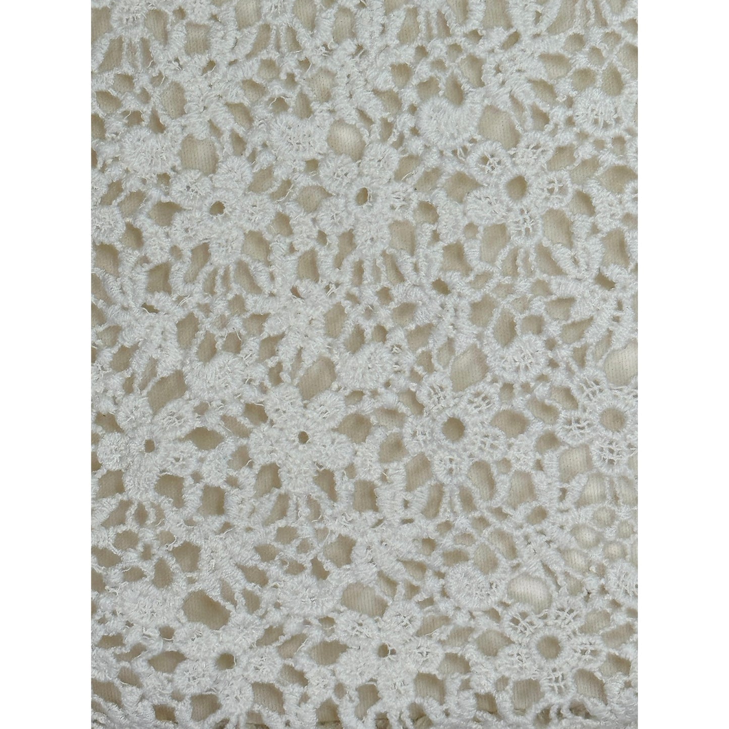 SUITEBLANCO Cream Eyelet Crochet Overlay Cotton Dress Size XL