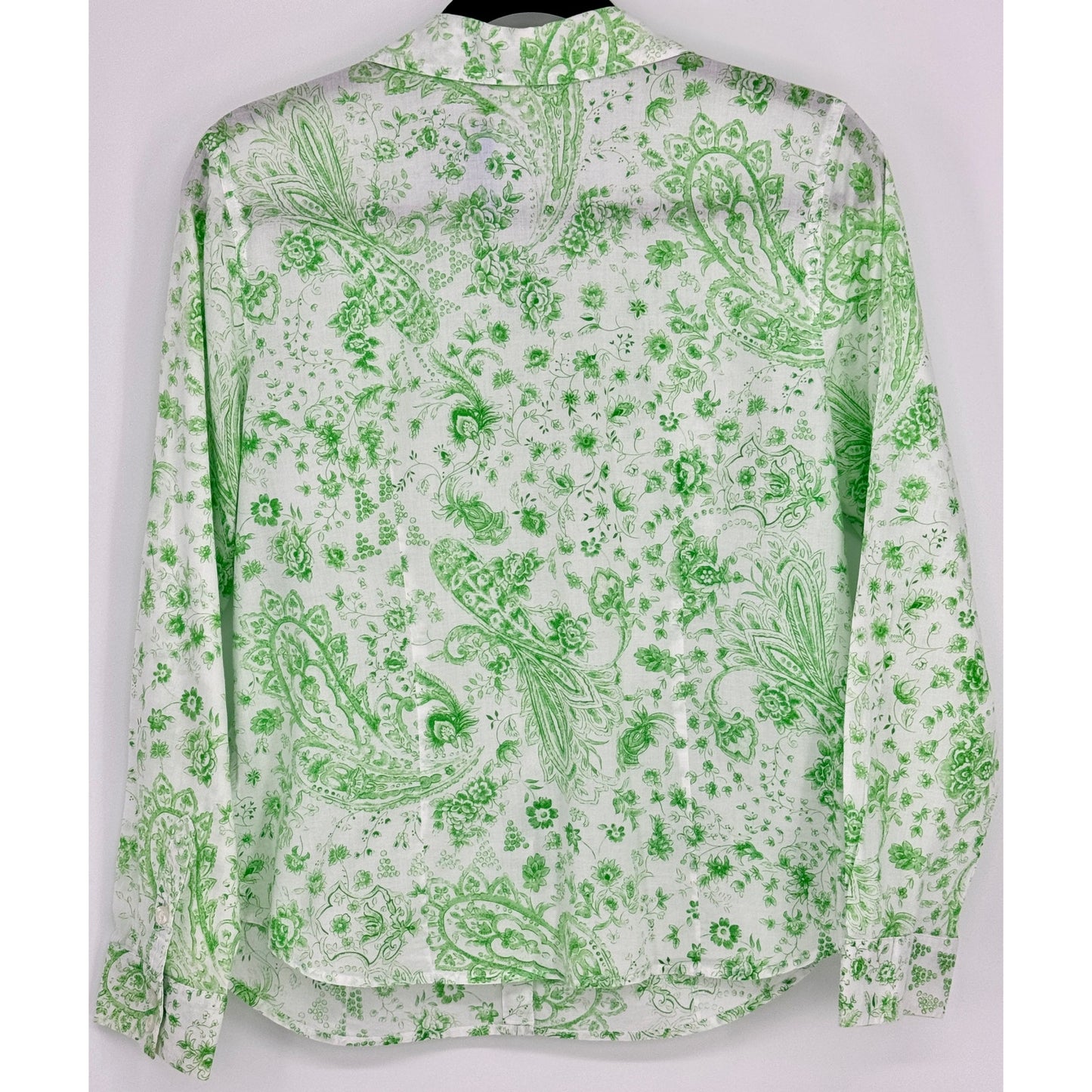IZOD White with Green Print Paisley Button Shirt size PL