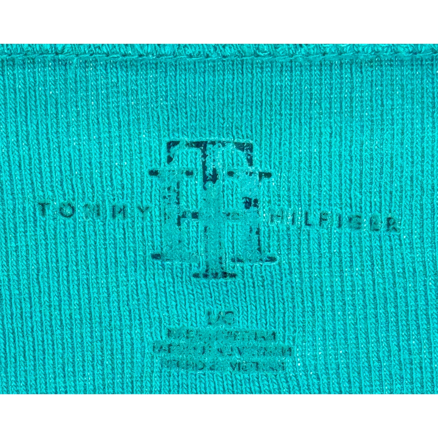 Tommy Hilfiger Teal V Neck Top Long Sleeve Top Large