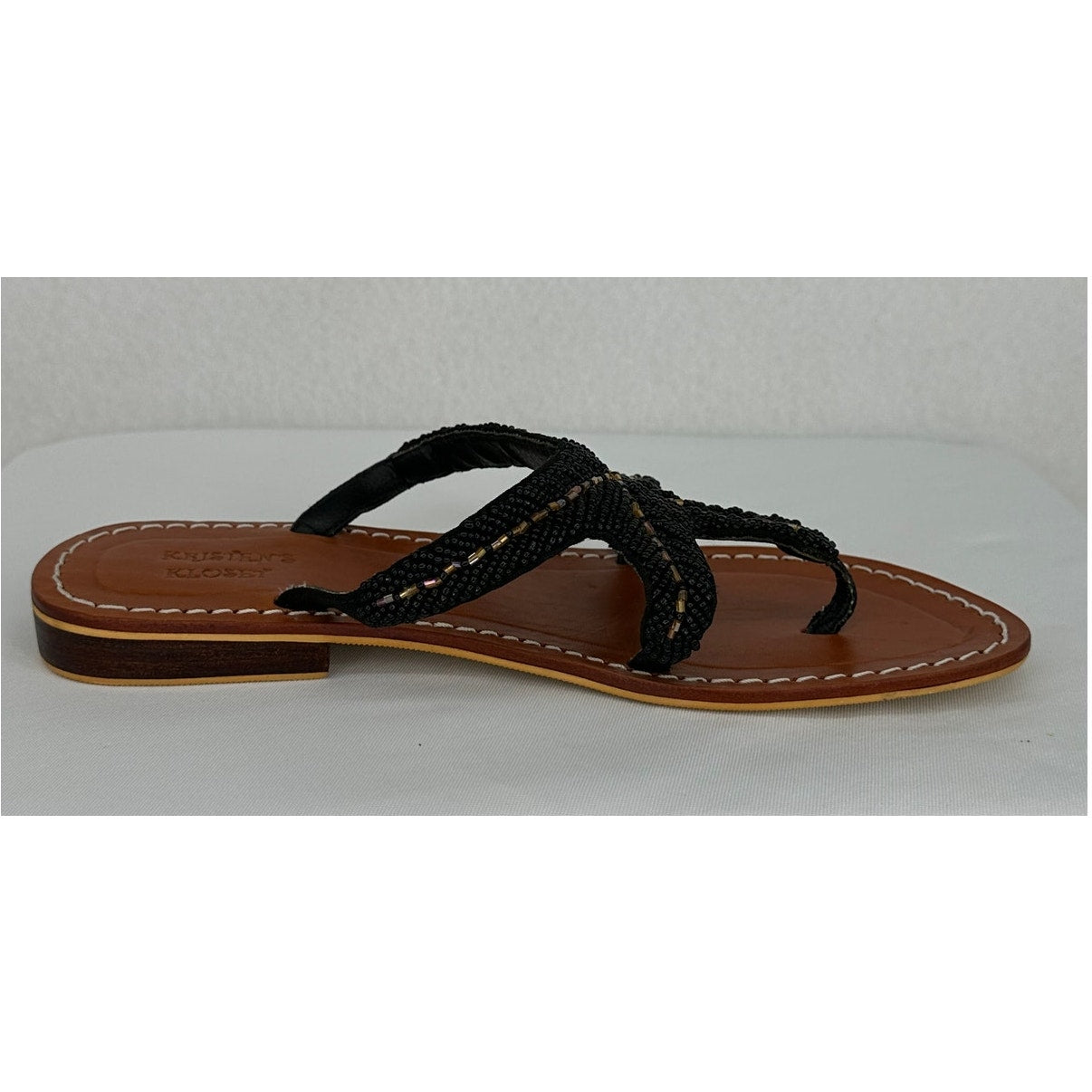 Kristens Kloset Beaded Starfish Thong Slide Beach Vacation Sandals Black 9