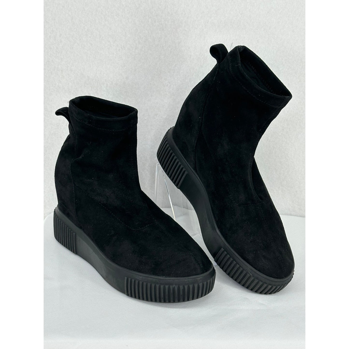 Steve Madden Freshly Wedge Sock Bootie Black Size 8 Punk Goth Suede