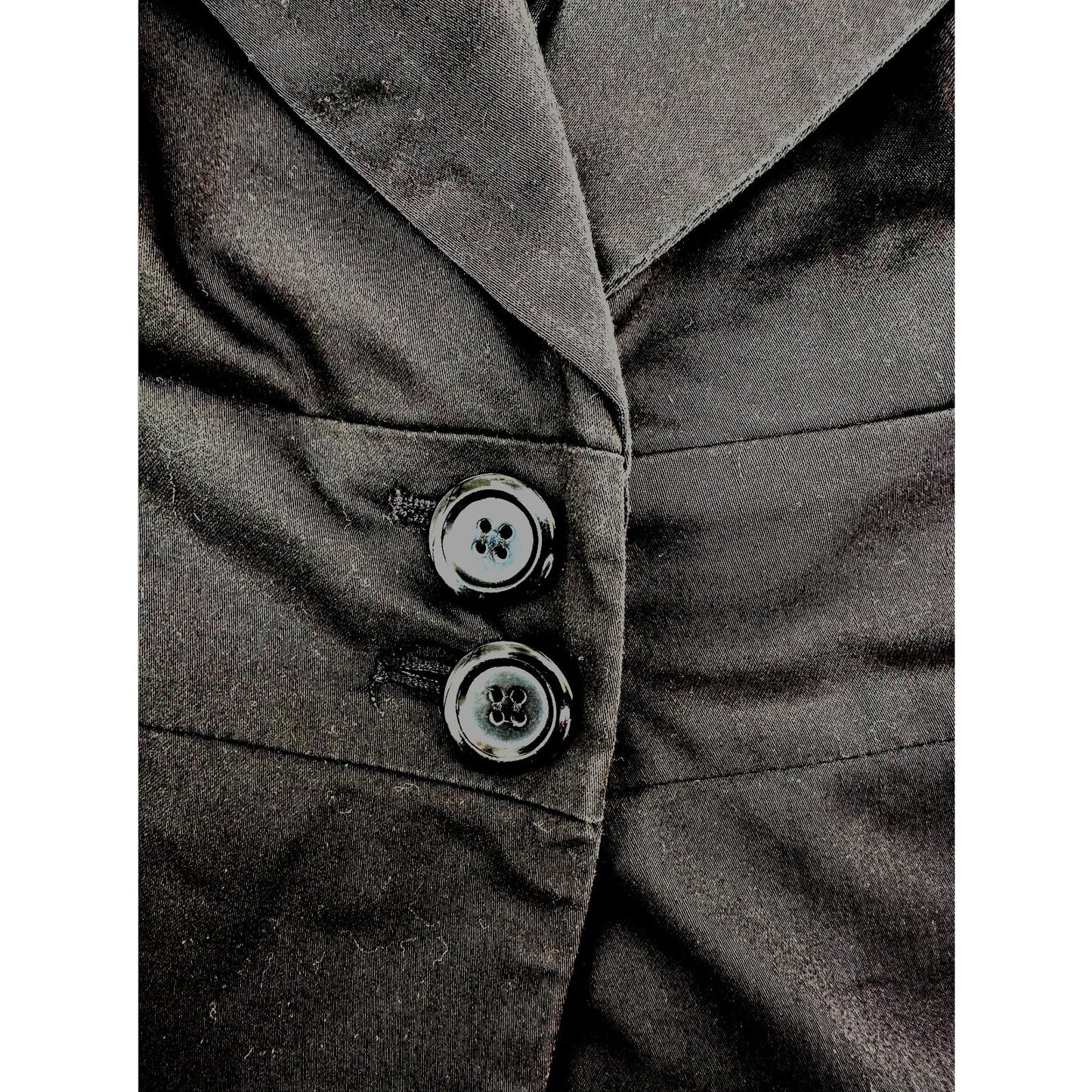 Harve Benard Short Sleeve Lined Jacket 2 Button Cotton Black Blazer M