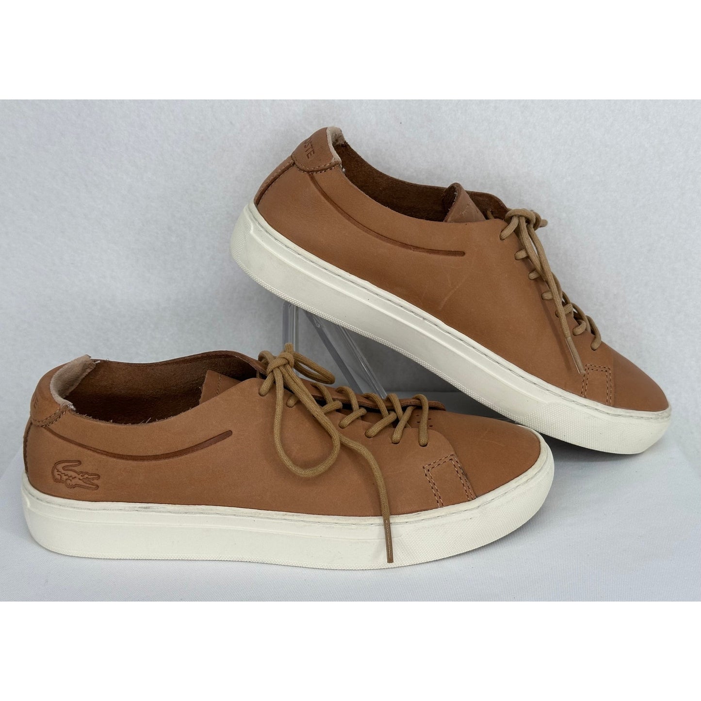 Lacoste L.12.12 118 Unlined Camel Brown Leather Casual Sneakers 7
