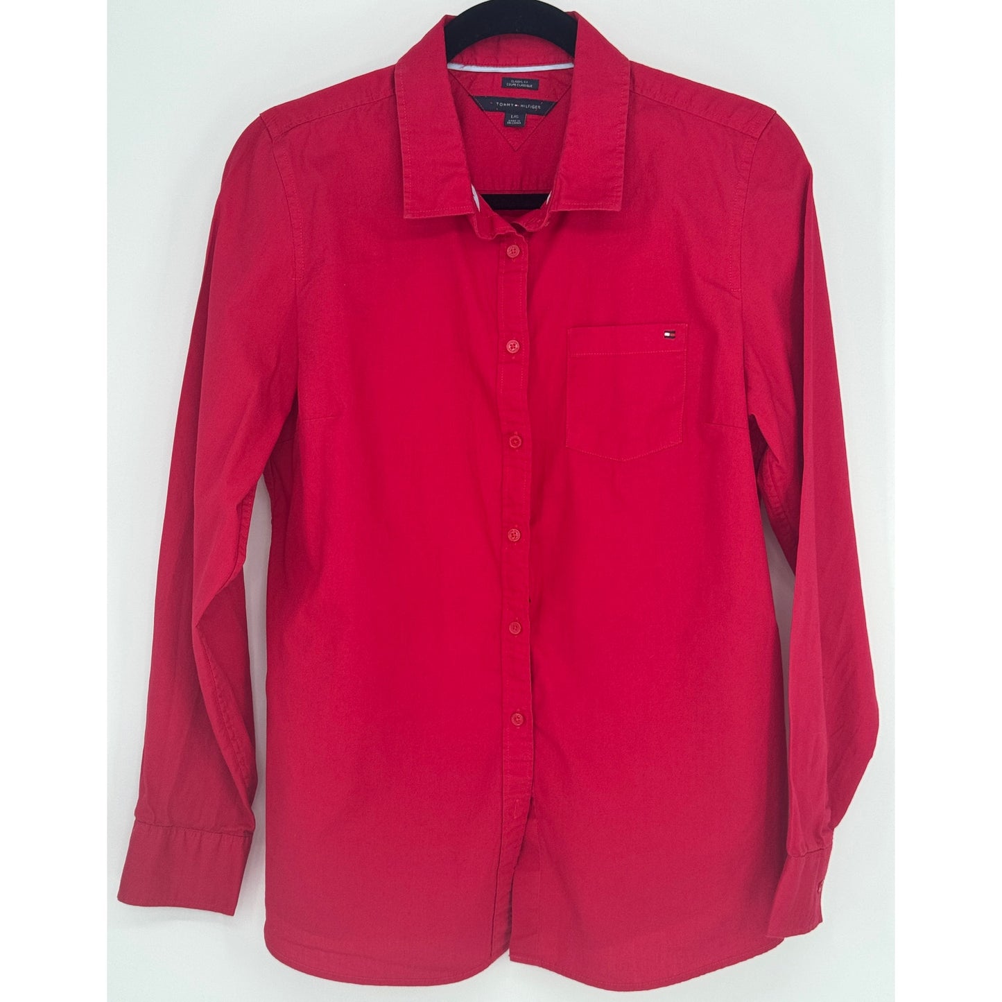 Tommy Hilfiger Red Button Classic Fit Long Sleeve Large Shirt