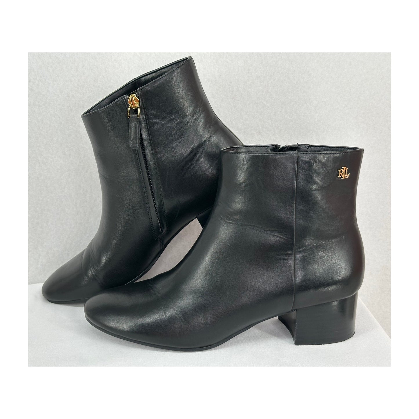Lauren Ralph Lauren Welford II Booties Black Leather Classic Old Money 10B