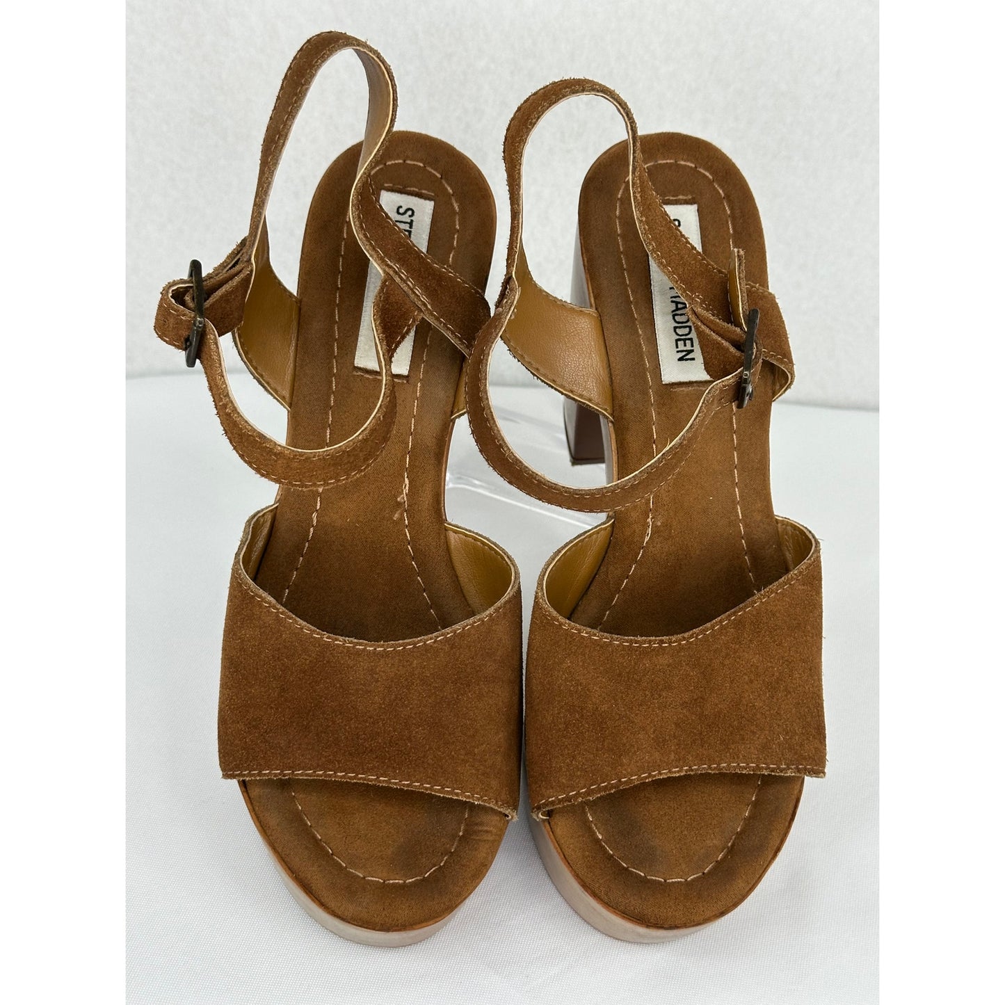 Steve Madden Clique Chestnut Platform Heel Sandals Size 8.5M