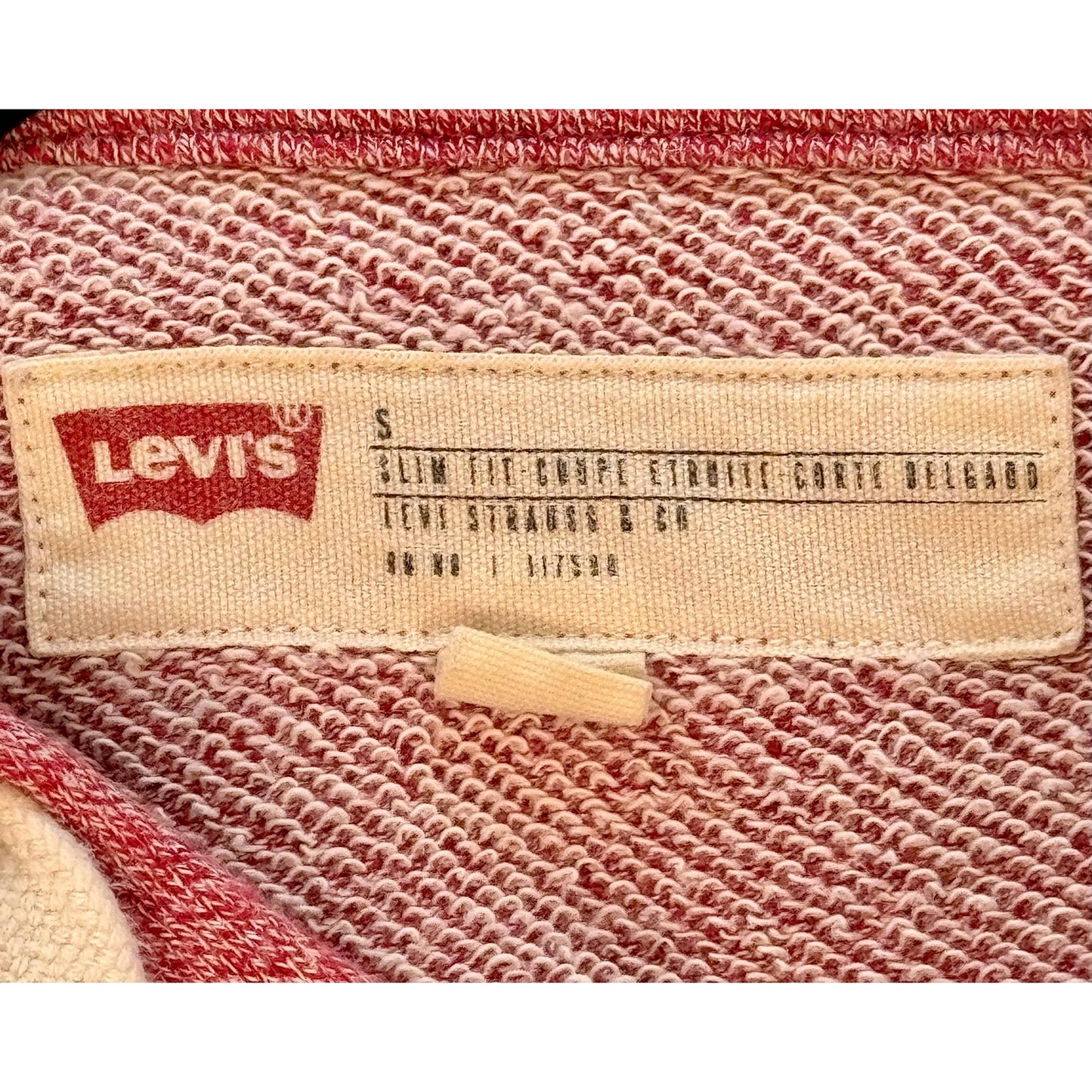 Levi's Hoodie Sweatshirt Marled Red Athletic Casual Slim Fit Size S