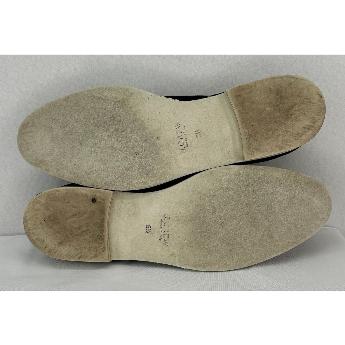 J Crew Piped Mercer Black Suede Loafers B7952 Size 9 1/2