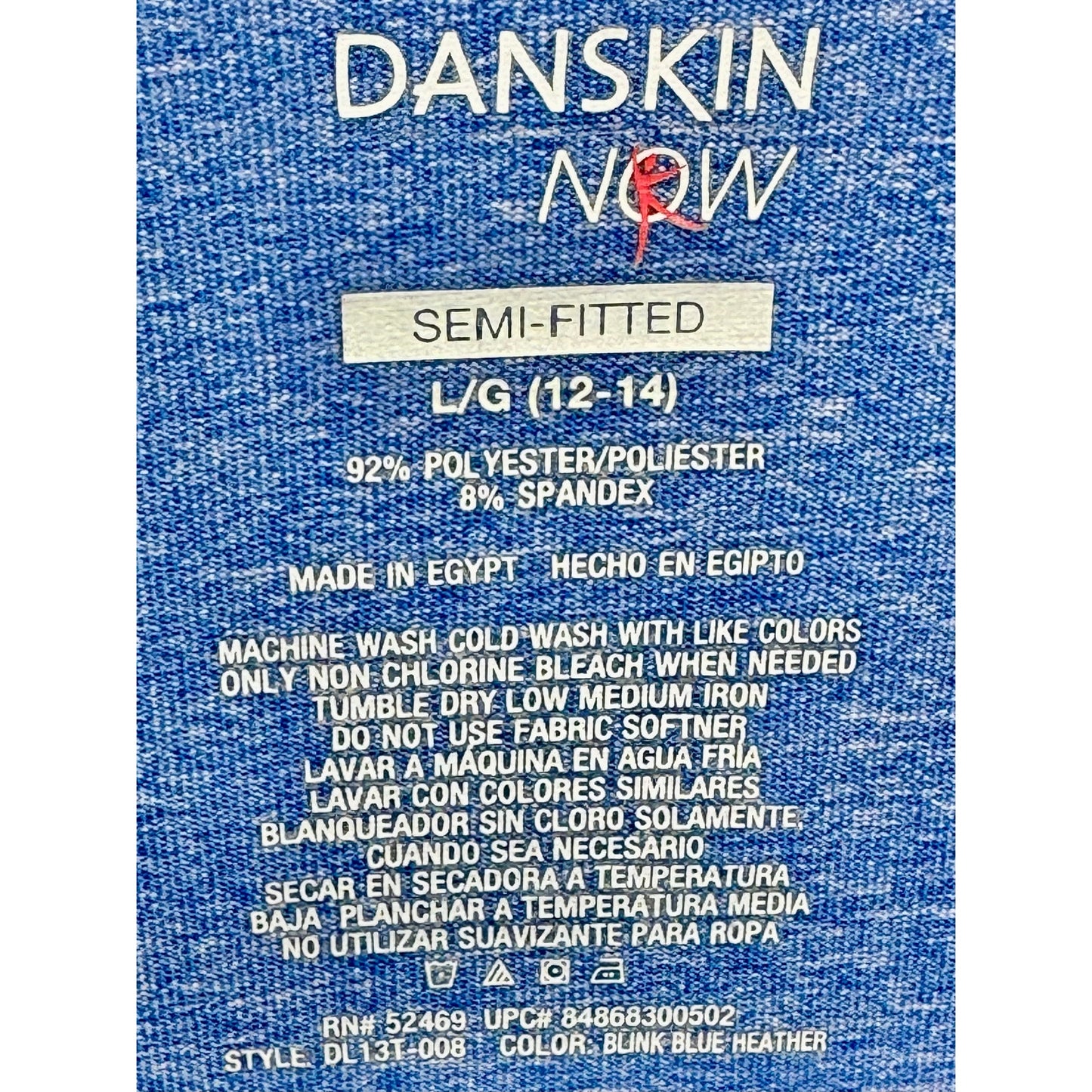 Danskin NOW Semi Fitted Half Zip Long Sleeve Athletic Top Blue size L/G (12/14)