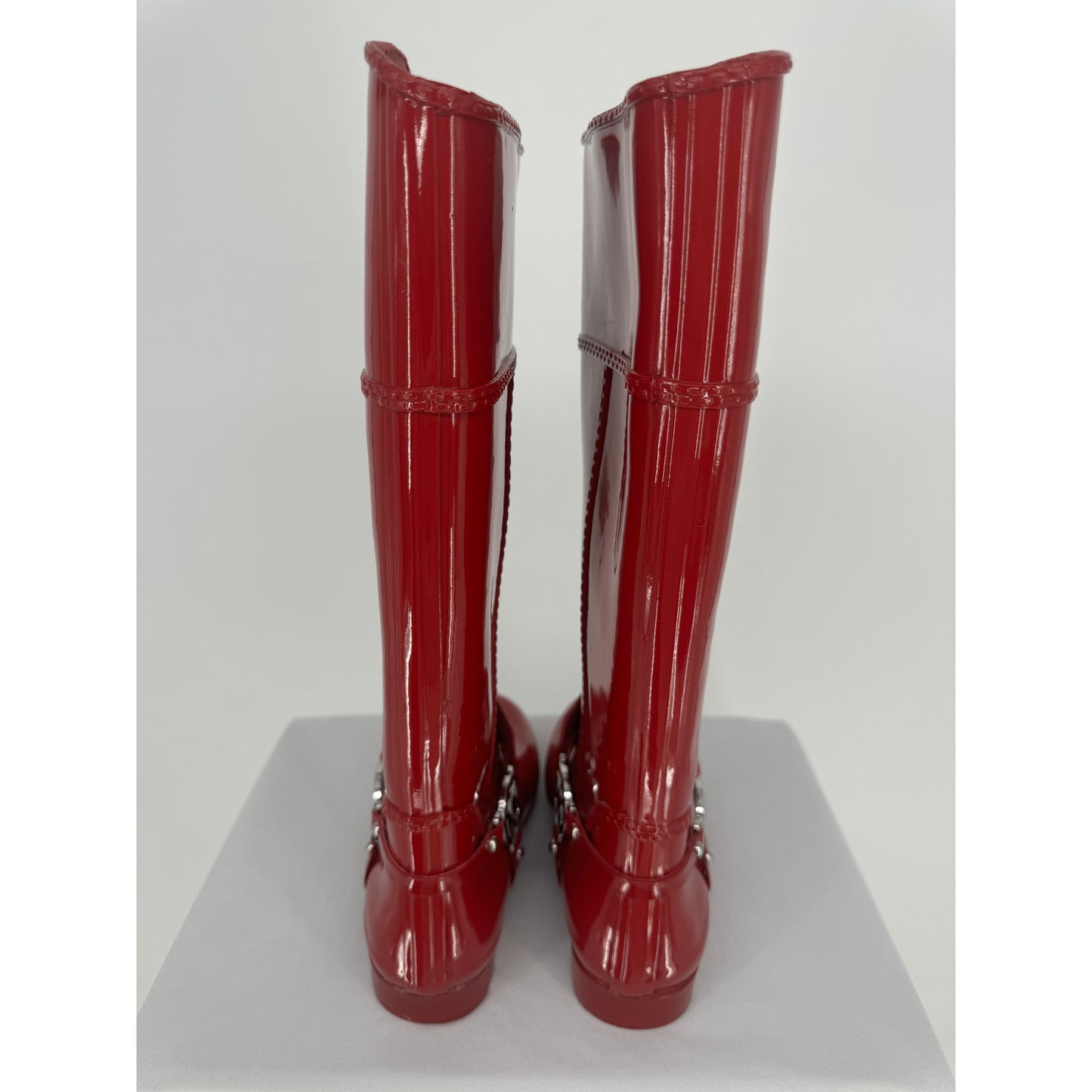 Michael Kors Fulton Harness Rain Boots Red Cabin City Fall Spring Chic Size 6