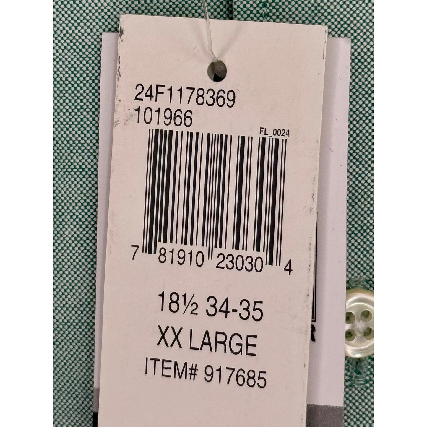 Tommy Hilfiger Green Button Long Sl Shirt 18 1/2 sleeve 34/35 XXL Reg Fit NWT