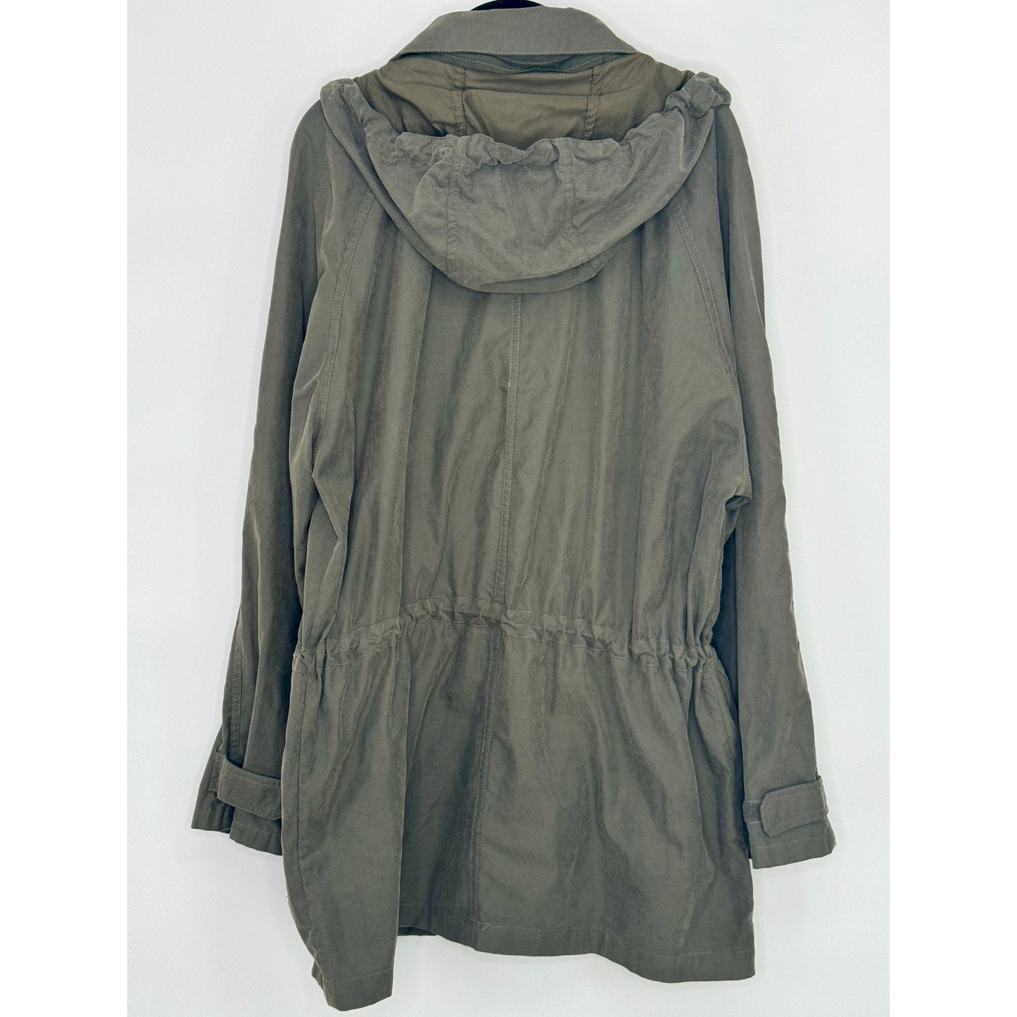 London Fog Cinch Drawstring Waist Detachable Hood Anorak Jacket Women Size M