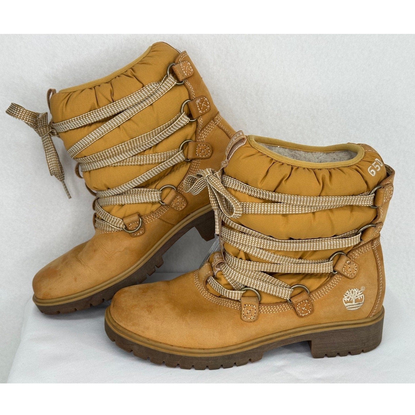Timberland 650 Insulated Sherpa Lined Nubuck Leather Puff Lace Up Hiking Boots 7