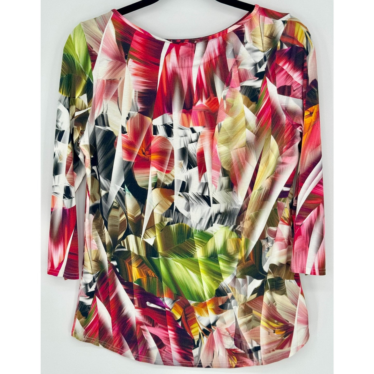 Peck & Peck Women Abstract Design Tropical Print 3/4 Sleeve Size L